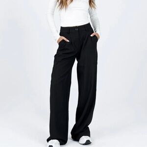 Princess Polly Black Wide-Leg Trousers